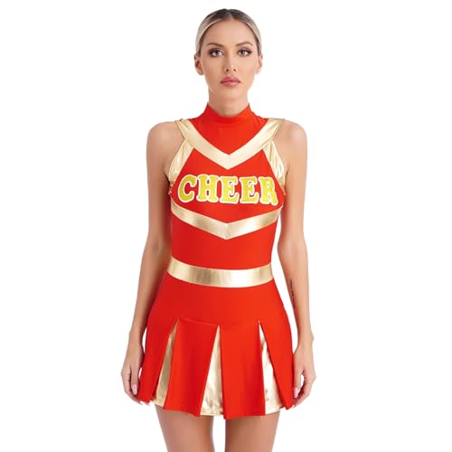 Sinleey Damen Pompon Girl Kostüm Cheerleader Uniform Tanz Outfit Show Sxxl Rot XL Sinleey Damen Pompon Girl Kostüm Cheerleader Uniform Tanz Outfit Show Sxxl Rot XL von Sinleey