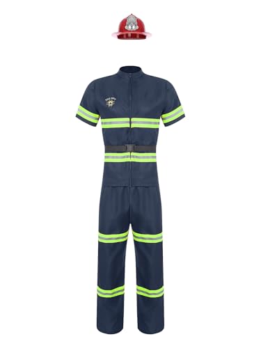 Sinleey Feuerwehrmann Kostüm Herren Set Feuerwehr Uniform Cosplay Outfit Halloween Karneval Marineblau 180 Sinleey Feuerwehrmann Kostüm Herren Set Feuerwehr Uniform Cosplay Outfit Halloween Karneval Marineblau 180 von Sinleey