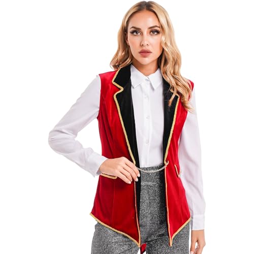 Sinleey Frau Zirkus Kostüm Weste Mantel Ohne Ärmel Jacke Frack Halloween Karneval Cosplay Party Outfit Sxxl Rot M Sinleey Frau Zirkus Kostüm Weste Mantel Ohne Ärmel Jacke Frack Halloween Karneval Cosplay Party Outfit Sxxl Rot M von Sinleey