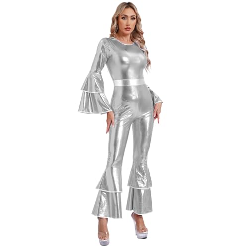 Sinleey Frauen Verkleidung Disko Kombination Hose Ausgestellt Hat Pfoten Elefant Anzug Metallisch Hell Halloween Karneval S-3xl Silber 3XL Sinleey Frauen Verkleidung Disko Kombination Hose Ausgestellt Hat Pfoten Elefant Anzug Metallisch Hell Halloween Karneval S-3xl Silber 3XL von Sinleey