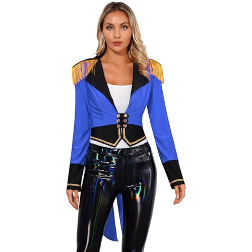 Sinleey Herr Direktor Zirkus Kostüm Erwachsene Damen Frack Jacke Mantel Halloween Karneval Cosplay Party Sxl Königsblau S von Sinleey