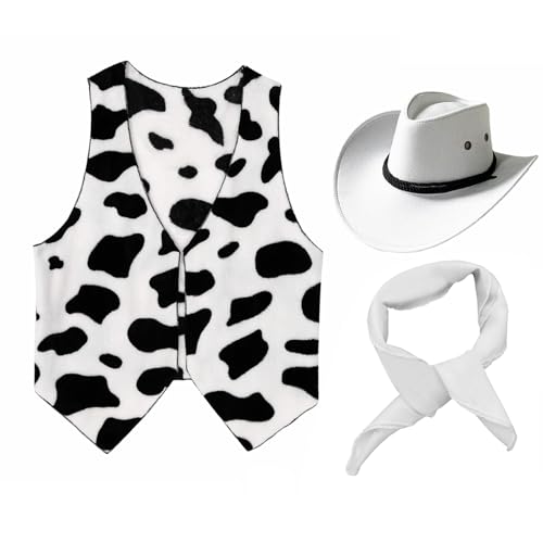 Sinleey Herren Cowboy Kostüm Western Weste Mit Bandana Und Hut Set Halloween Karneval Cosplay Outfit B Schwarz-Weiss XXL Sinleey Herren Cowboy Kostüm Western Weste Mit Bandana Und Hut Set Halloween Karneval Cosplay Outfit B Schwarz-Weiss XXL von Sinleey