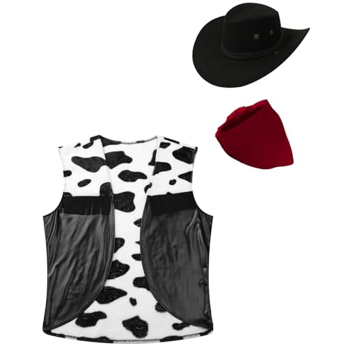 Sinleey Herren Cowboy Kostüm Western Weste Mit Bandana Und Hut Set Halloween Karneval Cosplay Outfit C Schwarz XL Sinleey Herren Cowboy Kostüm Western Weste Mit Bandana Und Hut Set Halloween Karneval Cosplay Outfit C Schwarz XL von Sinleey