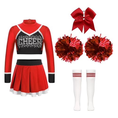 Sinleey Mädchen Kinder Kostüm Cheer leader Kleid Mit Pompons Karneval Halloween Auftritt Aufführung 5-16 Jahre Rot 146-152 Sinleey Mädchen Kinder Kostüm Cheer leader Kleid Mit Pompons Karneval Halloween Auftritt Aufführung 5-16 Jahre Rot 146-152 von Sinleey