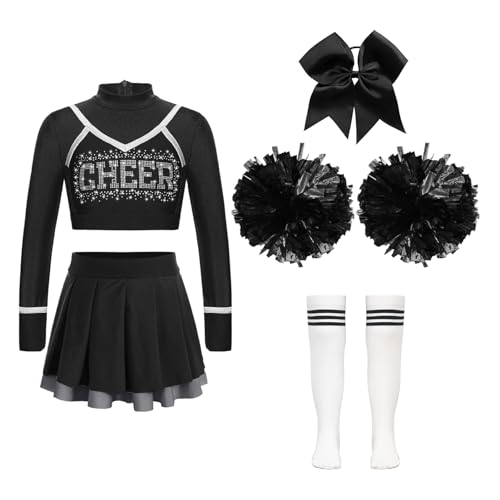 Sinleey Mädchen Kinder Kostüm Cheer leader Kleid Mit Pompons Karneval Halloween Auftritt Aufführung 5-16 Jahre Schwarz 170 Sinleey Mädchen Kinder Kostüm Cheer leader Kleid Mit Pompons Karneval Halloween Auftritt Aufführung 5-16 Jahre Schwarz 170 von Sinleey