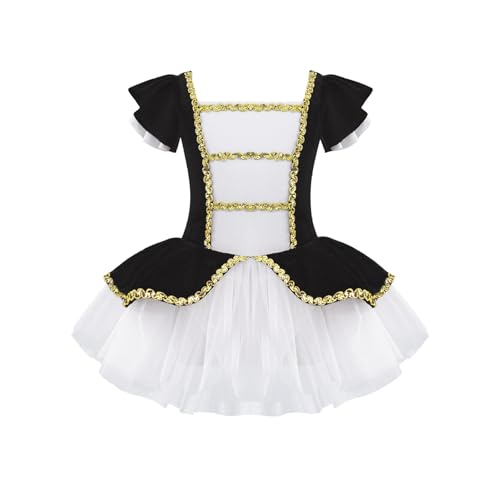 Sinleey Mädchen Zirkus Kostüm Monsieur Loyal Tutu Kleid Tanz Outfit Halloween Weihnachten Karneval Cosplay Geburtstag 316 Jahre Schwarz 170-176 von Sinleey