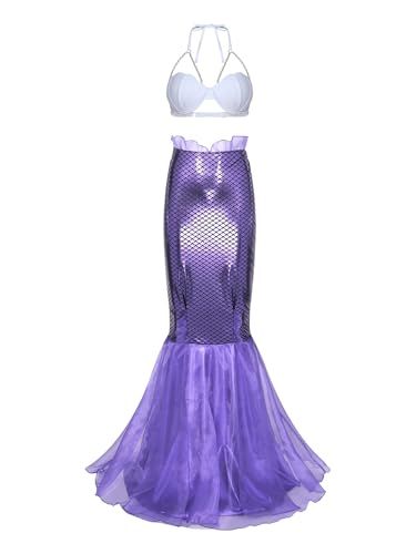 Sinleey Meerjungfrau Kostüm Damen Glitzer Verkleidung Halloween Kostüm Meerjungfrauenrock Mit Bh Crop Top Karnevalsoutfit Typ F XXL Sinleey Meerjungfrau Kostüm Damen Glitzer Verkleidung Halloween Kostüm Meerjungfrauenrock Mit Bh Crop Top Karnevalsoutfit Typ F XXL von Sinleey