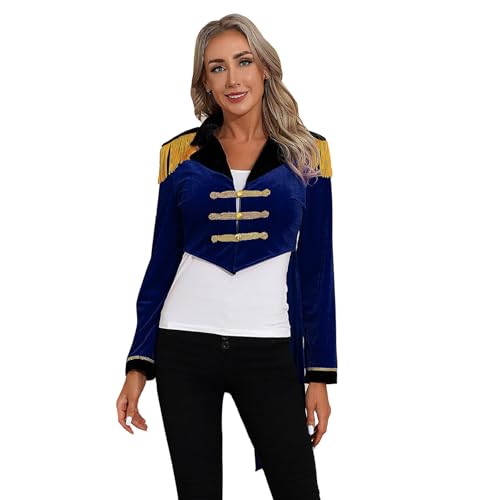 Sinleey Mittelalterlicher Zirkus Verkleidung Damen Frack Mittelalter Gothic Jacke Halloween Karneval Cosplay Kostüm Fest S Xl Marineblau XXL Sinleey Mittelalterlicher Zirkus Verkleidung Damen Frack Mittelalter Gothic Jacke Halloween Karneval Cosplay Kostüm Fest S Xl Marineblau XXL von Sinleey