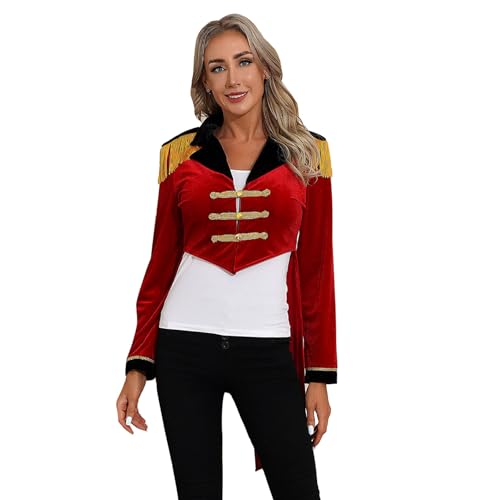 Sinleey Mittelalterlicher Zirkus Verkleidung Damen Frack Mittelalter Gothic Jacke Halloween Karneval Cosplay Kostüm Fest S Xl Rot XXL Sinleey Mittelalterlicher Zirkus Verkleidung Damen Frack Mittelalter Gothic Jacke Halloween Karneval Cosplay Kostüm Fest S Xl Rot XXL von Sinleey