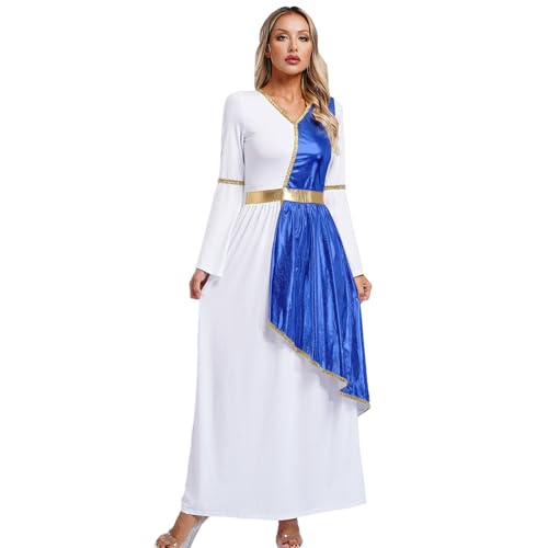 Sinleey Römische Göttin Verkleidung Griechisches Metall Kostüm Erwachsene Karneval Halloween Cosplay Fest Outfit Königsblau L von Sinleey