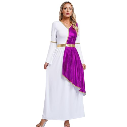 Sinleey Römische Göttin Verkleidung Griechisches Metall Kostüm Erwachsene Karneval Halloween Cosplay Fest Outfit Lila M von Sinleey