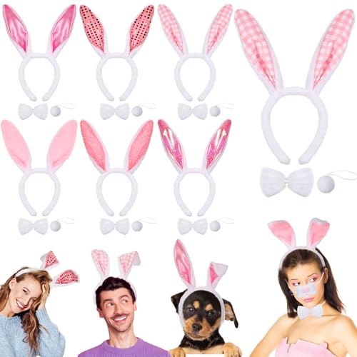 Sinmoe 6 Osterhasen Kostüm Sets inklusive Hasenohren Stirnband Hasen Schwanz Krawatte Kaninchen Outfit Zubehör für Erwachsene Ostern Geburtstag Tier Cosplay Kleid Eiersuche Accessoires Sinmoe 6 Osterhasen Kostüm Sets inklusive Hasenohren Stirnband Hasen Schwanz Krawatte Kaninchen Outfit Zubehör für Erwachsene Ostern Geburtstag Tier Cosplay Kleid Eiersuche Accessoires von Sinmoe
