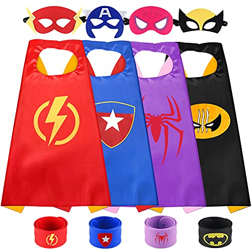 Sinoeem Superhelden Kinderkostüm Kinder Cosplay Kostüme für Junge Mädchen 3-12 Jahre Spielzeug & Geschenke für Kindergeburtstag Halloween oder Karneva (4PCS CAPES BOTH) von Sinoeem