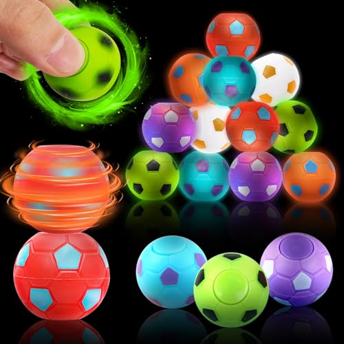 12 Stück Fussball Finger Spinner Leuchtspielzeug, Fussball Mitgebse, Fidget Toys, Mitgebsel Kindergeburtstag, Give Away Kinder Kleinigkeiten Pinata Füllung Spiel Preise Geschenke 5/6/7 /8/9 /10 Jahre von Sinwind