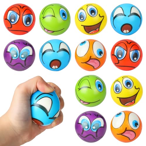 12 Stück Lustige Gesichter Softball, Gesicht Squeeze Bälle, Stressbälle, Knautschball, Anti Stress Spielzeug Bälle, Antistressbälle für Kinder Erwachsene, Wutball für Kinder, Anti Stress Spielzeug von Sinwind