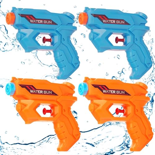 4 Stück Wasserpistolen für Kinder, Kleine Wasserpistolen, Mini 100ML Wasserpistole, Wasserpistole Spielzeug Kinder Set, Perfekte Spielzeug für Pools, Garten und Strände und Wasserschlachten Freien von Sinwind