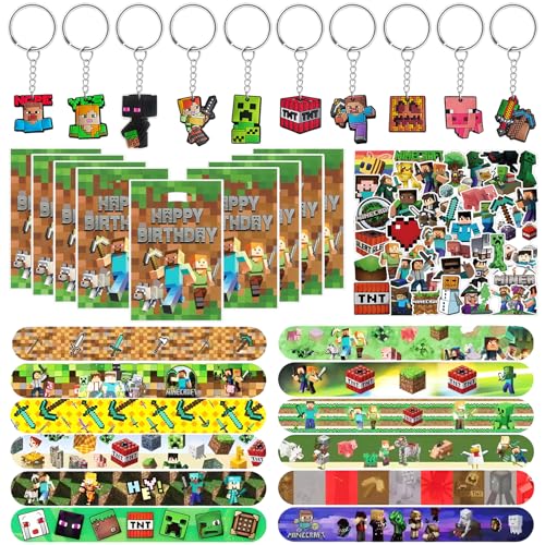 Miner Videospiel Party Mitgebsel, 82 Pcs Miner Kindergeburtstag Gastgeschenke, Pixel Party Give Aways Pinata Füllung für Kinder mit Schlüsselanhänger, Armbänder, Geschenktüten, Aufkleber, Bleistifte Miner Videospiel Party Mitgebsel, 82 Pcs Miner Kindergeburtstag Gastgeschenke, Pixel Party Give Aways Pinata Füllung für Kinder mit Schlüsselanhänger, Armbänder, Geschenktüten, Aufkleber, Bleistifte von Sinwind