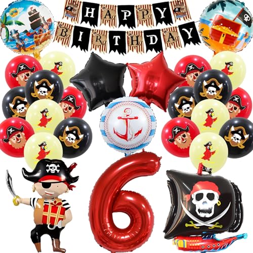 Piraten Kindergeburtstag Luftballons 6 Jahre, Piraten Geburtstagsdeko Jungen 5 Jahre, 27 Stück Piraten Deko Kindergeburtstag Luftballon Set, Piraten Luftballons für Piratenparty Kindergeburtstag (6) Piraten Kindergeburtstag Luftballons 6 Jahre, Piraten Geburtstagsdeko Jungen 5 Jahre, 27 Stück Piraten Deko Kindergeburtstag Luftballon Set, Piraten Luftballons für Piratenparty Kindergeburtstag (6) von Sinwind