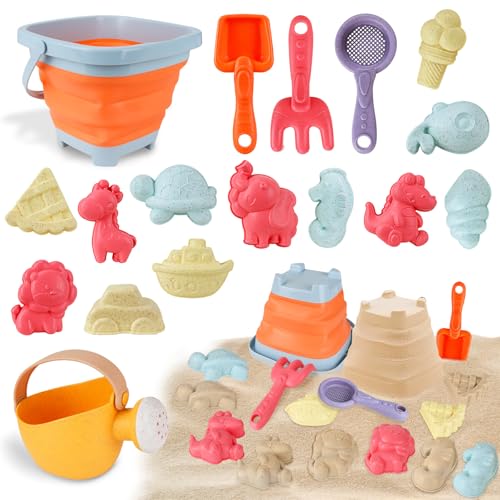 Sandspielzeug Set 17 Stück ab 3 Jahren, Sandspielzeug Strandspielzeug Kinder, Sandkasten Spielzeug mit Faltbarem Eimer, Sandschaufel, Sandformen & SPRÜHFLASCHE, Reise Sandspielzeug für Garten, Outdoor Sandspielzeug Set 17 Stück ab 3 Jahren, Sandspielzeug Strandspielzeug Kinder, Sandkasten Spielzeug mit Faltbarem Eimer, Sandschaufel, Sandformen & SPRÜHFLASCHE, Reise Sandspielzeug für Garten, Outdoor von Sinwind