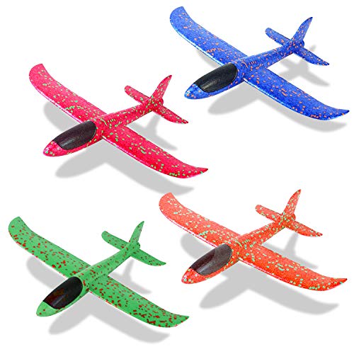 Sinwind 4 Stück 35cm Segelflugzeug, Flugzeug Spielzeug Kinder Schaum Segelflugzeug, Manuelles Wurfspiel, Spaß, Herausforderung, Modell Schaum Flugzeug, Geburtstagsgeschenk, Jungengeschenk von Minsk
