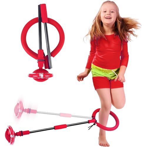 Sinwind Springring Fußkreisel Kinder, Swing Wheel mit Lichtrad, Swing Wheel Kinder, Faltbarer Springender Ball Blinkender, Geeignet für Geschenk Kinder 6 ab 10 Jahre (Rot) Sinwind-DJT-008 von Sinwind