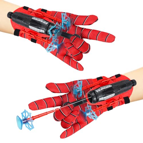 Spider Launcher Handschuhe, 2 Set Super Spider Launcher, Kids Spider Hero Handschuhe, Spider Handschuhe Spinnennetz, Handgelenk Spielzeug Set, Lustiges Lernspielzeug Kostüm Requisiten für Kinder von Sinwind