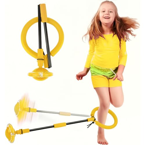 Sinwind Springring Fußkreisel Kinder, Swing Wheel mit Lichtrad, Swing Wheel Kinder, Faltbarer Springender Ball Blinkender, Geeignet für Geschenk Kinder 6 ab 10 Jahre (Gelb) Sinwind-DJT-008 von Sinwind