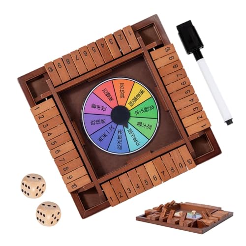 Sionhiuo Würfelbrett,Holz Mathe Würfelspiel | Vierseitiges Zahlen Schach Spiel für Eltern Kind Erwachsene Schüler Männer,Eltern Kind Interaktion Familienfeier Reise Hausbar Geselligkeit von Sionhiuo