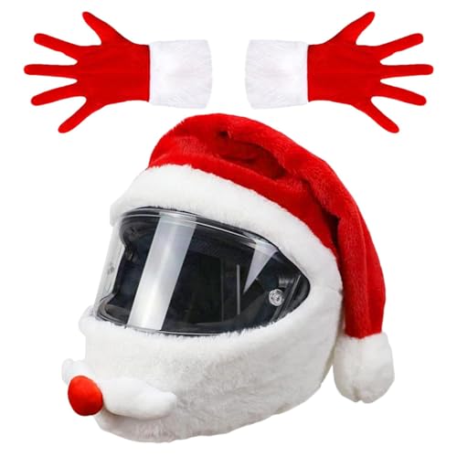 Weihnachtsmann-Motorrad-Kopfbedeckung, niedliche Weihnachtsabdeckung für die meisten Integralhelme, lustige Weihnachtsmann-Plüsch-Motorrad-Kopfbedeckung mit Weihnachtshandschuhen, Weihnachtsmann-Motorrad-Kopfbedeckung, niedliche Weihnachtsabdeckung für die meisten Integralhelme, lustige Weihnachtsmann-Plüsch-Motorrad-Kopfbedeckung mit Weihnachtshandschuhen, von Sionhiuo