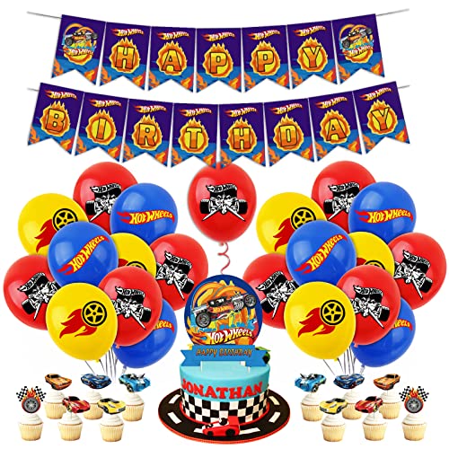 Auto Geburtstagsdeko, Hotwheels Cars Ballon, Rennauto Geburtstag Deko, Partydeko Set für Kindergeburtstag mit Rennwagen Luftballons, Happy Birthday Banner, Tortendeko Auto Geburtstagsdeko, Hotwheels Cars Ballon, Rennauto Geburtstag Deko, Partydeko Set für Kindergeburtstag mit Rennwagen Luftballons, Happy Birthday Banner, Tortendeko von Siphus