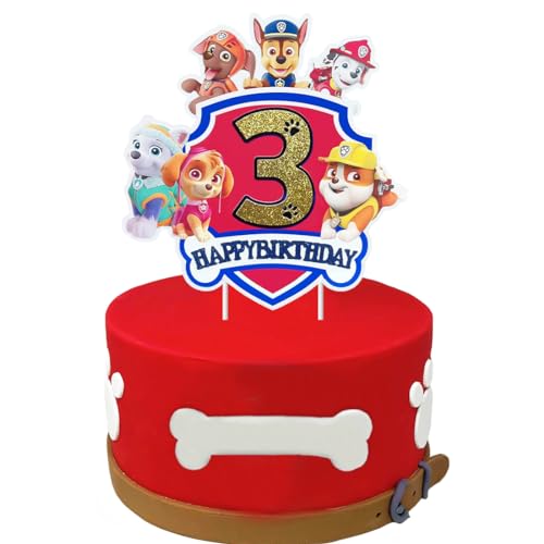 Dog Tortendeko 3 Jahre, Cartoon Kuchen Deko Geburtstag, 3. Jahre Kinder Torten Deko, Hund Kuchendeko, Großer Cake Topper für Kindergeburtstag Party Dog Tortendeko 3 Jahre, Cartoon Kuchen Deko Geburtstag, 3. Jahre Kinder Torten Deko, Hund Kuchendeko, Großer Cake Topper für Kindergeburtstag Party von Siphus