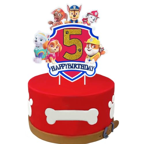 Dog Tortendeko 5 Jahre, Cartoon Kuchen Deko Geburtstag, 5. Jahre Kinder Torten Deko, Hund Kuchendeko, Großer Cake Topper für Kindergeburtstag Party Dog Tortendeko 5 Jahre, Cartoon Kuchen Deko Geburtstag, 5. Jahre Kinder Torten Deko, Hund Kuchendeko, Großer Cake Topper für Kindergeburtstag Party von Siphus