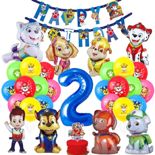Geburtstag Deko 2 Jahre Kinder, Geburtstagsdeko 2 Jahre Dog Patrol, Hund Patrol Luftballons, Zahl 2 Ballon, Happy Birthday Banner, Tortendeko für Kindergeburtstag Party Geburtstag Deko 2 Jahre Kinder, Geburtstagsdeko 2 Jahre Dog Patrol, Hund Patrol Luftballons, Zahl 2 Ballon, Happy Birthday Banner, Tortendeko für Kindergeburtstag Party von Siphus