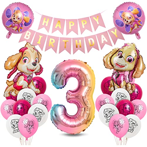 Geburtstagsdeko Mädchen, Hund Patrol Geburtstag Deko 3 Jahre, Sky Luftballons Set, Rosa Ballon Deko 3. Geburtstag, Folienballon Zahl 3, Happy Birthday Banner für Dekoration Kindergeburtstag Party Geburtstagsdeko Mädchen, Hund Patrol Geburtstag Deko 3 Jahre, Sky Luftballons Set, Rosa Ballon Deko 3. Geburtstag, Folienballon Zahl 3, Happy Birthday Banner für Dekoration Kindergeburtstag Party von Siphus