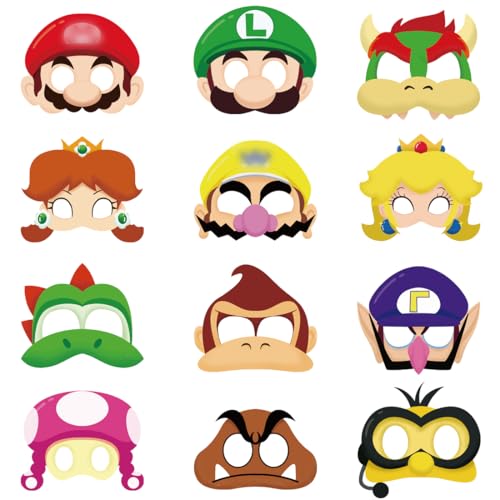 Masken Kinder, 12 Stück Faschingsmasken Kinder, Lustige Kindermasken, Cartoon-Spielfiguren Masks, Papiermasken mit Elastischen Seil für Kindergeburtstag, Fasching, Halloween, Cosplay Party Masken Kinder, 12 Stück Faschingsmasken Kinder, Lustige Kindermasken, Cartoon-Spielfiguren Masks, Papiermasken mit Elastischen Seil für Kindergeburtstag, Fasching, Halloween, Cosplay Party von Siphus