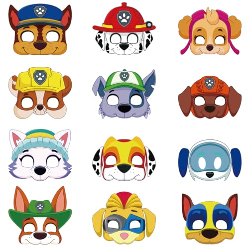 Masken Kinder, 12 Stück Hunde Patrol Masks, Faschingsmasken Kinder, Lustige Kindermasken, Papiermasken mit Elastischen Seil für Kindergeburtstag, Fasching, Halloween, Cosplay Party Masken Kinder, 12 Stück Hunde Patrol Masks, Faschingsmasken Kinder, Lustige Kindermasken, Papiermasken mit Elastischen Seil für Kindergeburtstag, Fasching, Halloween, Cosplay Party von Siphus