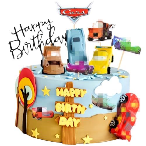 Siphus 17 Stücke Tortendeko Kinder, Cars Torte Topper, Kuchen Dekoration fur Mädchen Junge von Siphus