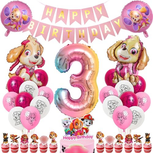 Geburtstagsdeko Mädchen 3 Jahre, Hund Patrol Geburtstag Deko, Sky Luftballons 3 Geburtstag, Folienballon Zahl 3, Happy Birthday Banner, Dog-Patrol Tortendeko als Kindergeburtstag Partydeko Geburtstagsdeko Mädchen 3 Jahre, Hund Patrol Geburtstag Deko, Sky Luftballons 3 Geburtstag, Folienballon Zahl 3, Happy Birthday Banner, Dog-Patrol Tortendeko als Kindergeburtstag Partydeko von Siphus