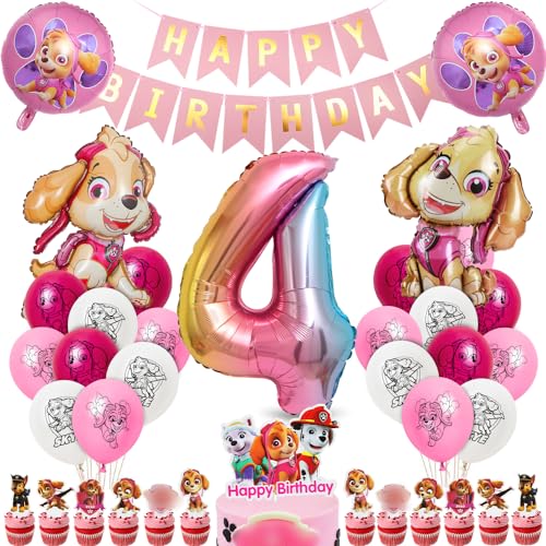 Siphus Geburtstagsdeko Mädchen 4 Jahre, Hund Patrol Geburtstag Deko, Sky Luftballons 4 Geburtstag, Folienballon Zahl 4, Happy Birthday Banner, Dog-Patrol Tortendeko als Kindergeburtstag Partydeko Siphus Geburtstagsdeko Mädchen 4 Jahre, Hund Patrol Geburtstag Deko, Sky Luftballons 4 Geburtstag, Folienballon Zahl 4, Happy Birthday Banner, Dog-Patrol Tortendeko als Kindergeburtstag Partydeko von Siphus