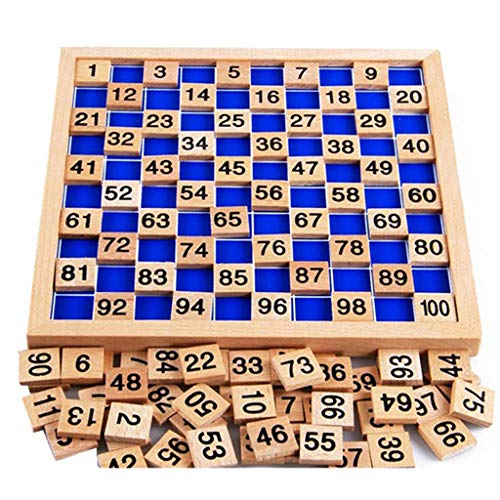Sipobuy Holzspielzeug Hundert Brett Montessori Mathe 1-100 Fortlaufende Zahlen Holz Lernspiel für Kinder mit Aufbewahrungstasche von Sipobuy