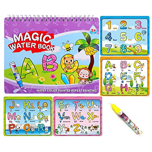 Sipobuy Magie Wasser Zeichnung Buch Wasser Malbuch Doodle mit Zauberstift Malbrett Für Kinder Bildung Zeichnung Spielzeug (Buchstaben und Zahlen) von Sipobuy
