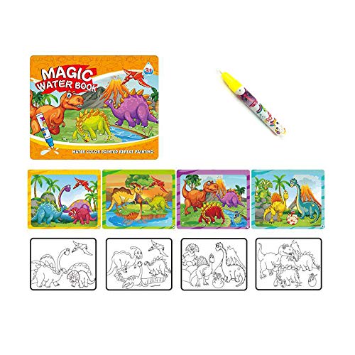 Sipobuy Magie Wasser Zeichnung Buch Wasser Malbuch Doodle mit Zauberstift Malbrett Für Kinder Bildung Zeichnung Spielzeug (Dinosaurier) von Sipobuy