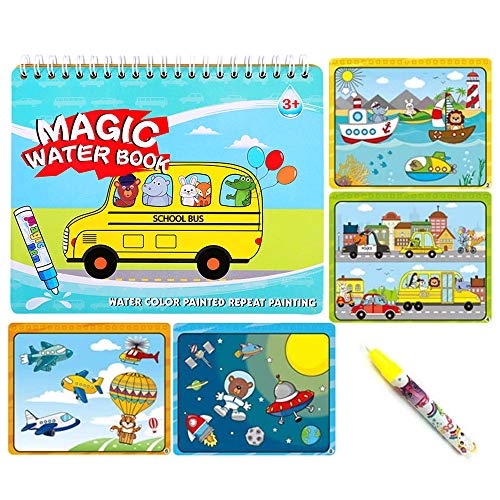 Sipobuy Magie Wasser Zeichnung Buch Wasser Malbuch Doodle mit Zauberstift Malbrett Für Kinder Bildung Zeichnung Spielzeug (Fahrzeug) von Sipobuy