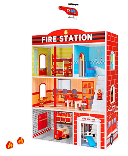 SirWood Globo Giocattoli - Feuerwehrstation aus Holz, 3 Etagen, mit Männern und Zubehör 15 Stück - 39960, Mehrfarbig SirWood Globo Giocattoli - Feuerwehrstation aus Holz, 3 Etagen, mit Männern und Zubehör 15 Stück - 39960, Mehrfarbig von SirWood