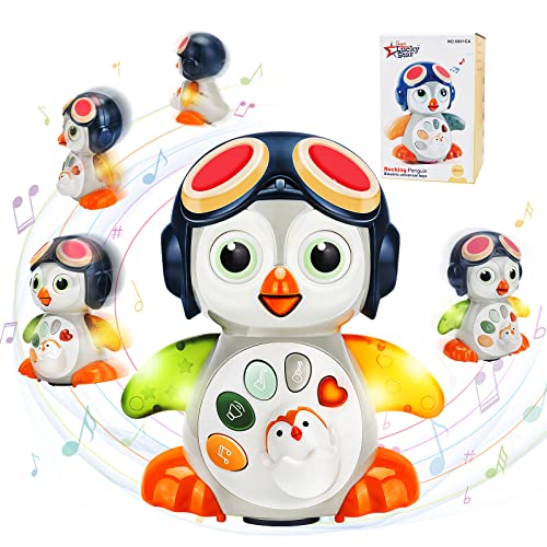 Sirecal Kinderspielzeug ab 1 Jahr Mädchen Junge, Baby Spielzeug ab 6 Monate Interaktives Krabbelnde Pinguin Spielzeug mit Musik & Licht, Geschenk für Kinder -Blau von Sirecal