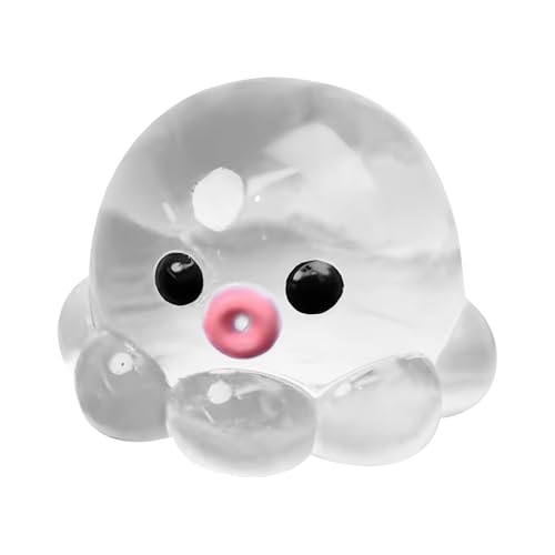 Crystal Octopus Fidget Toy Kristall Octopus Fidget Toy (6x6cm) | Klarer Gummi Squeezer Für Stressabbau | Sensorisches Spielzeug Clear Bubble Squeeze Toy Lustiges Hausgemachtes Quallen Frisurspiel von Sirseon