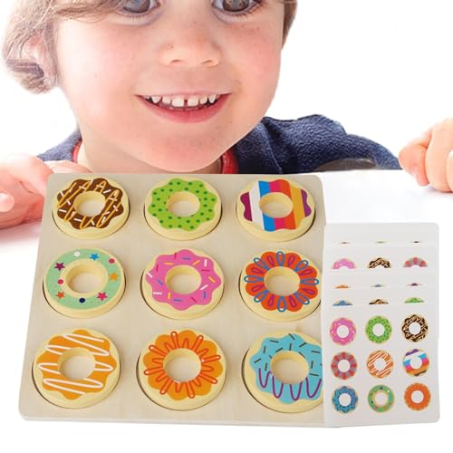 Sirseon Donut-Spielzeug für Kinder, Donuts spielen | Lernspielzeug zur Farbwahrnehmung,Hölzernes Donut-Spielzeug-Set, realistisch, passendes Spielzeug, Spiel- und Essensset für Kinder im Alter von 4–6 von Sirseon
