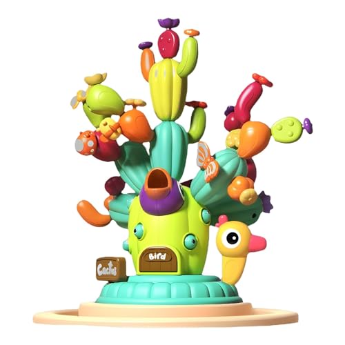 Sirseon Kaktus-Bausteine ​​Spielzeug,Bausteine ​​Kaktus,Lustige Stapelblöcke in niedlicher Kaktusform | Frühe Entwicklungsaktivitäten, farbenfrohes multifunktionales Montessori-Spielzeug für Jungen, von Sirseon