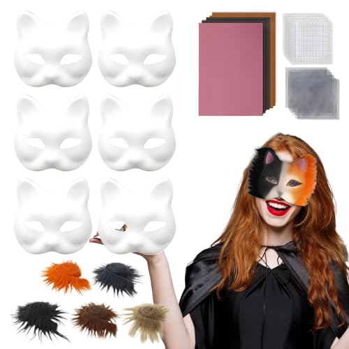 Sirseon Katzen-Gesichtsmaske | Cosplay Gesichtsmaske Mit Augenmaschen,Bastelset Für Mädchen Erwachsene Familie Theater Weihnachtsbastelpartys Fotoshooting Cosplay Sirseon Katzen-Gesichtsmaske | Cosplay Gesichtsmaske Mit Augenmaschen,Bastelset Für Mädchen Erwachsene Familie Theater Weihnachtsbastelpartys Fotoshooting Cosplay von Sirseon