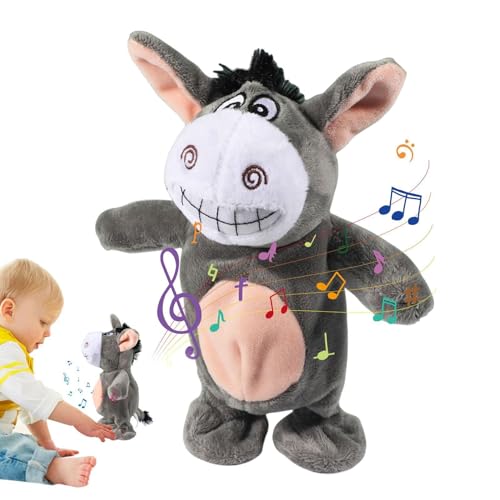 Sirseon Singender Esel Plüschtier | Sprechendes singendes Plüschspielzeug,Musikspielzeug zur sensorischen Lernentwicklung, elektrisch, interaktiv, animiert, weicher Plüsch für Kinder, Mädchen, Jungen von Sirseon